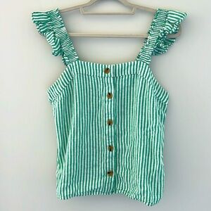 #383 Green Striped Women's Top